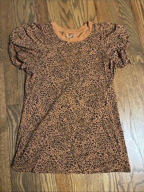 Women's Animal Print Puff Sleeve Top